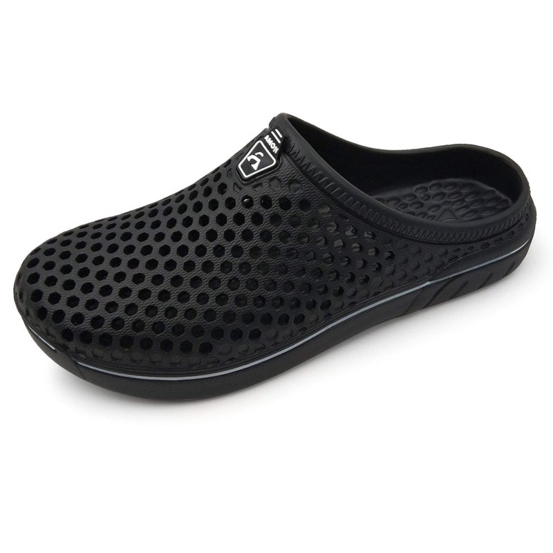 Amoji Garden Clogs Shower Sandals Yard Gardening Beach Water Plastic Rubber House Indoor YY161 Black 14 Women/13 Men - Image 1
